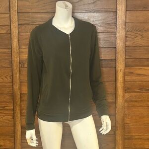 My Style. Medium. Olive Green Women's full zip sweatshirt.